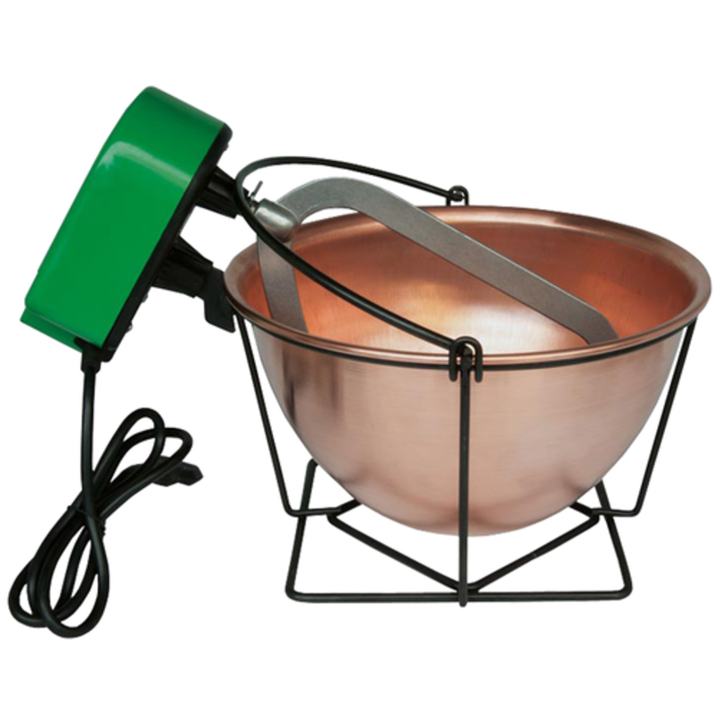 Étiquette alternative : OMCAN 47318 Mélangeur électrique 3 L avec pot en cuivre avec support de soutien, bol en cuivre et bras du batteur pour la préparation de la polenta