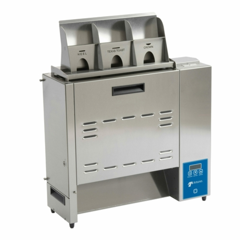 Antunes GST-3V-9210874 Gold Standard Commercial Dual-Belt Conveyor Toaster With Three Compartment Buns.