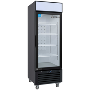 27-Inch Reach-In Freezer Merchandiser With Glass Door And Shelves For Displaying Frozen Goods