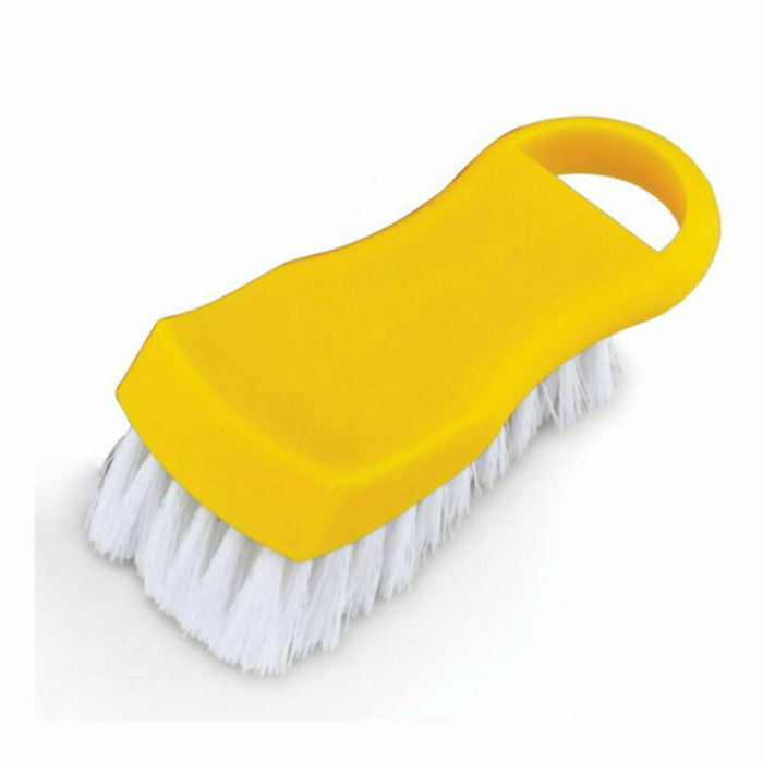 Brosse à récurer Omcan 80505 polyvalente à vaisselle pour cuisines commerciales brosse à récurer jaune avec poils blancs