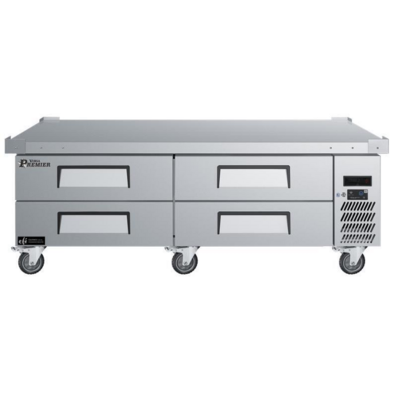 Versa Premier CCB-72VCP 72.4" Refrigerated Chef Base Equipment Stand With Two Drawers And Stainless Steel Finish
