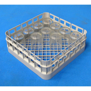 Open Glass Dishwasher Rack With Glasses Inside, Lamber CC00052, 15.5" x 15.5" Plastic Dishwashing Solution
