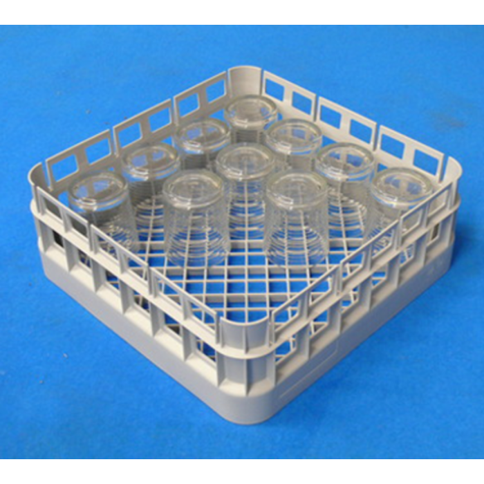 Open Glass Dishwasher Rack With Glasses Inside, Lamber CC00052, 15.5" x 15.5" Plastic Dishwashing Solution