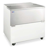 Omcan 50101 34-Inch Mobile Steel Milk Cooler Station With Metal Lid And Rolling Wheels.