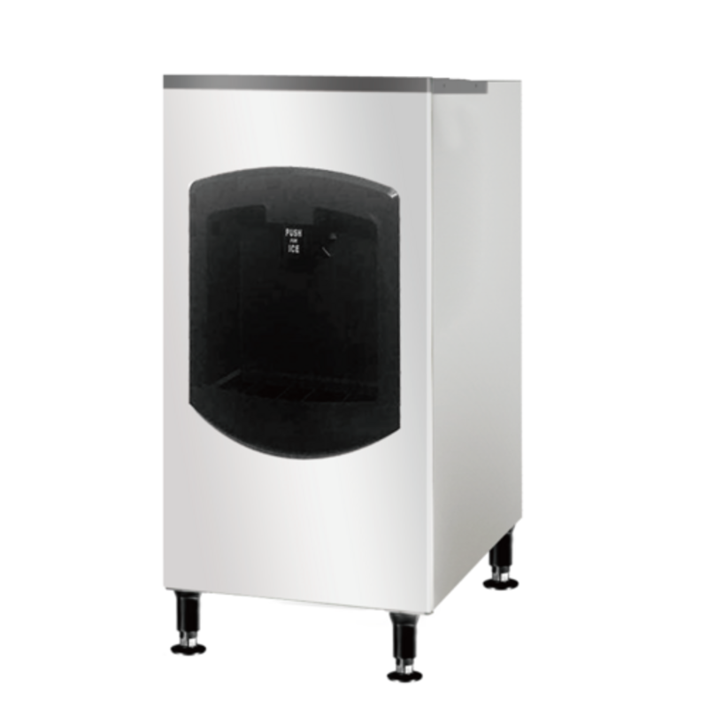 Commercial Ice Dispensing Bin by Resolute Ice Systems with Push Ice Feature for Touchless Dispensing