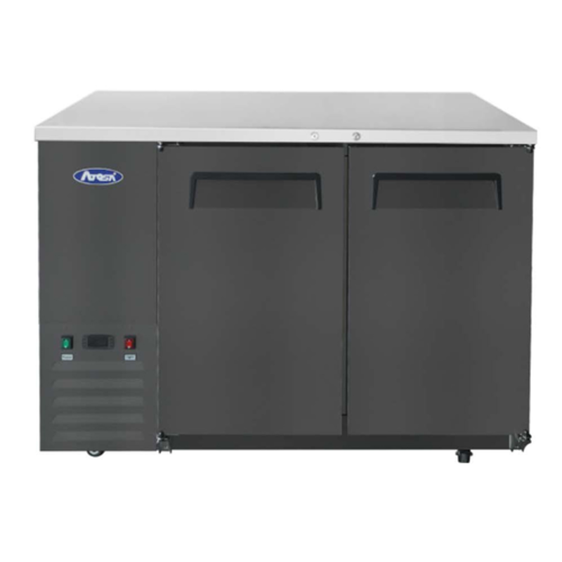 Atosa SBB48GRAUS2 48-Inch Shallow Depth Back Bar Cooler with Two Sections and Stainless Steel Top