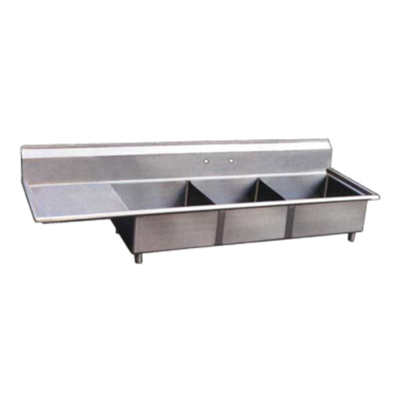 Three Compartment Stainless Steel Pot Sink Designed For Efficient Warewashing In Commercial Kitchens