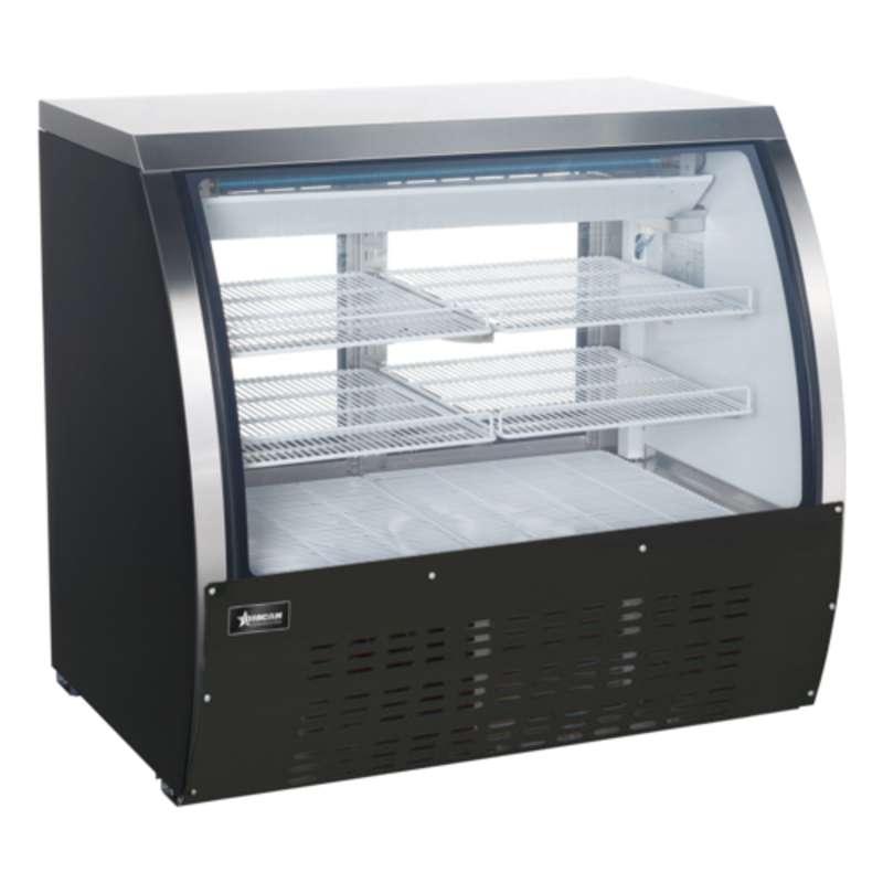 Omcan 50082 36-Inch Refrigerated Deli Display Case With Curved Glass Front And Stainless Steel Finish