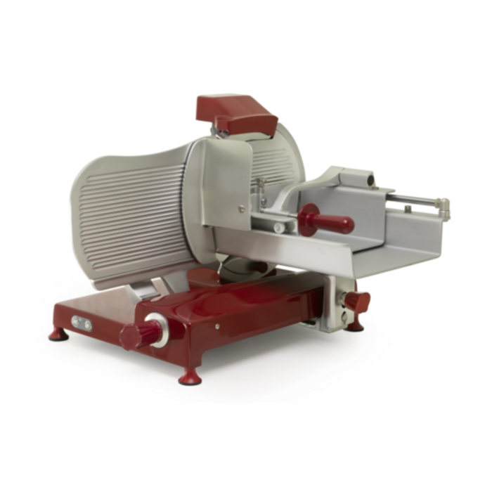 Alt Tag: TRENTO 49532 15-Inch Blade Gear-Driven Electric Meat Slicer with horizontal carriage and double sliding table, gear-driven slicer