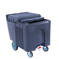 Alt Tag: Omcan 80585 Mobile Insulated Ice Caddy with 125 lb Capacity portable insulated ice bin with wheels and drain spout