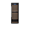 Alt Tag: OMCAN 48525 25-inch 126 Bottle Capacity Dual Zone Wine Cooler with glass door, digital controls, and wood shelves