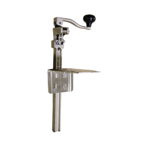 Alt Tag: Omcan 10577 Heavy-Duty Manual Can Opener for 7-Inch Cans table-mounted commercial cast iron can opener with crank handle