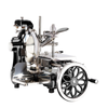 Trento 46089 Manual Meat Slicer In Black, A Classic Hand Operated Meat Slicing Tool For Deli And Restaurant Use.