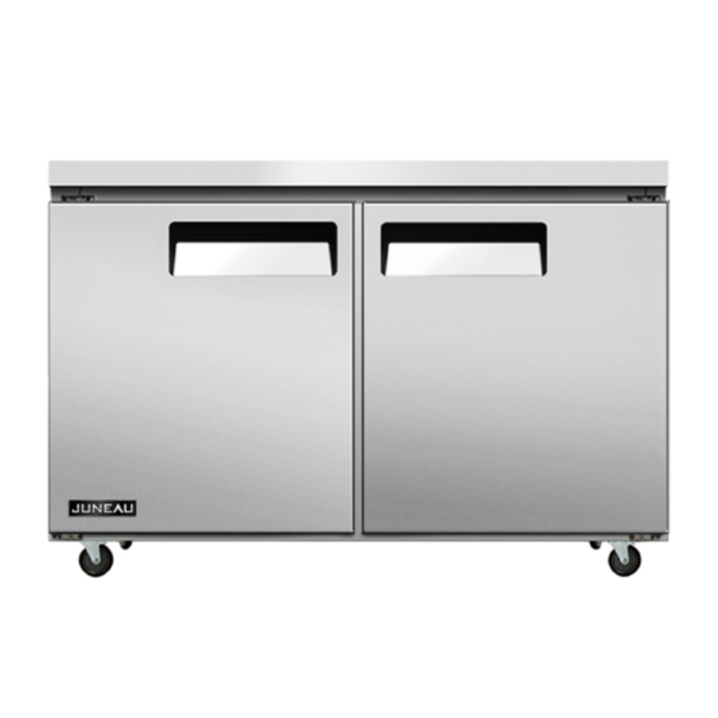 OMCAN 58015 Juneau 48-Inch Stainless Steel Undercounter Freezer two-door commercial reach-in freezer front view