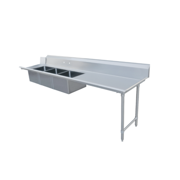 Commercial Soiled Dishtable With Three Sinks - Omcan 48500, 96' x 30', Stainless Steel Construction