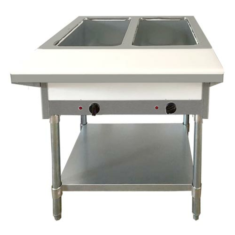 OMCAN 47342 2-Pan Capacity Natural Gas Steam Table With Open Well Design For Hot Food Service