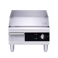 Omcan 43212 Plaque électrique de comptoir en acier inoxydable de 16 pouces vue de face, plaque électrique commerciale en acier inoxydable avec bouton thermostat