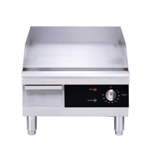 Omcan 43212 Plaque électrique de comptoir en acier inoxydable de 16 pouces vue de face, plaque électrique commerciale en acier inoxydable avec bouton thermostat
