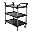 OMCAN 43069 198.4 lbs. Capacity Three-Shelf Plastic Utility Bussing Cart black 3-tier rolling cart with handles and casters