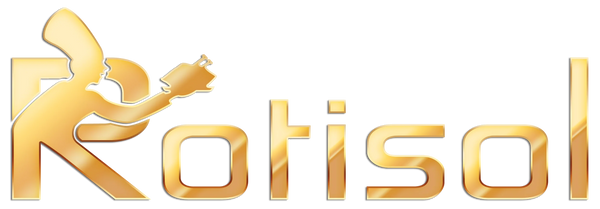Gold 'Rotisol' logo on a white background