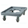Omcan 80189 Gray Food Carrier Dolly with Cargo Strap, heavy-duty gray rolling platform with four casters for insulated food carriers