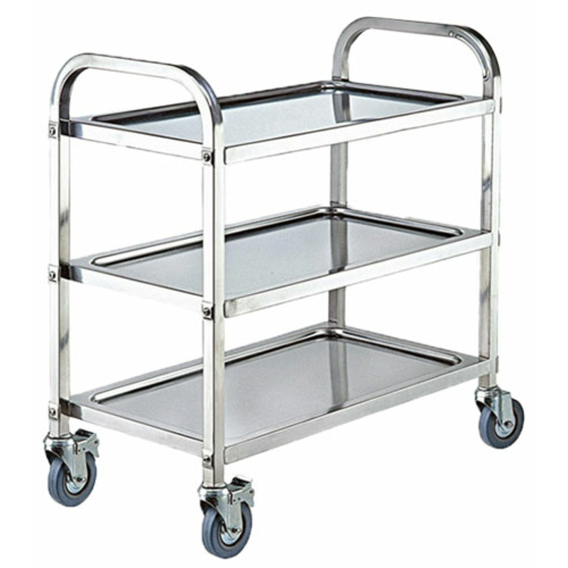OMCAN 47151 Stainless Steel 3-Tier Bussing Cart 529 lbs Capacity three-shelf utility cart with wheels for restaurant dish transport