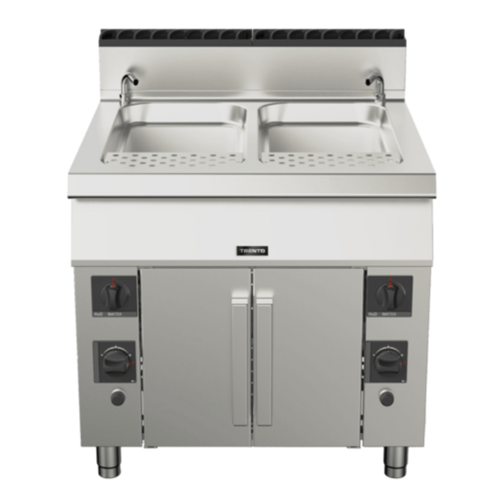 TRENTO 49100 23.78 Gallon Natural Gas Floor Model Pasta Cooker commercial floor unit with dual baskets and cabinet base