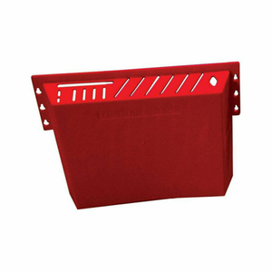 Alt Tag: Omcan 11543 Plastic Knife Rack Holds 14 Kitchen Utensils red wall-mount plastic knife rack for commercial kitchens, HACCP color-coded storage