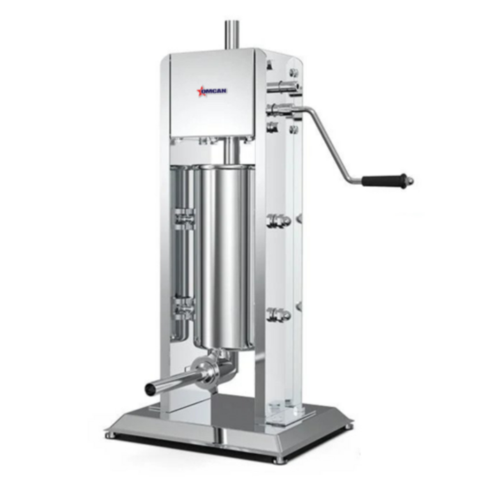 Omcan 47432 7 Litre 15 lb Manual Sausage Stuffer Heavy-Duty Stainless Steel manual vertical stuffer with crank handle