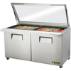 60 Inch Sandwich Salad Prep Table With Open Lid Showcasing Fresh Ingredients For Efficient Food Preparation