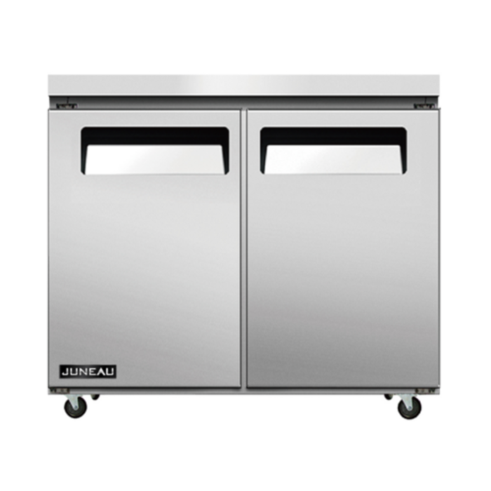 Étiquette alternative : Omcan 58013 JUNEAU 36,4 pouces Congélateur Range-In en acier inoxydable à deux portes sous le comptoir Omcan 58013 JUNEAU 36,4 pouces