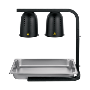 Omcan 46572 Lampe chauffante de comptoir noire à deux ampoules pour le maintien au chaud des aliments