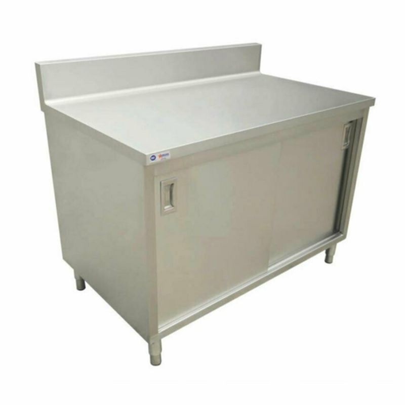 48 Inch Stainless Steel Work Table With Cabinet Base For Efficient Kitchen Prep And Storage