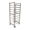 Stainless Steel Pan Rack For Commercial Kitchens With 10 Slides And Easy Mobility For Efficient Storage.