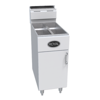 Royal RFT-2525 Gas Floor Model Split Pot Fryer 50 lb. Capacity