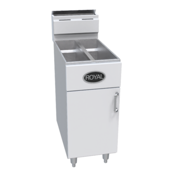 Royal RFT-2525 Gas Floor Model Split Pot Fryer 50 lb. Capacity