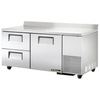True 67-Inch Deep Worktop Refrigerated Counter With One Door And Two Drawers For Efficient Kitchen Storage