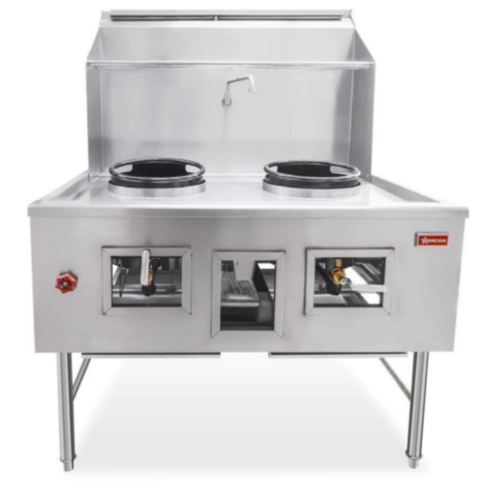 Omcan 47726 48" Natural Gas Two-Chamber Commercial Wok Range