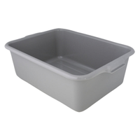 Alt Tag: Omcan 80624 21.5″ x 15.5″ x 5″ Standard Polypropylene Gray Bus Box heavy-duty 5 gallon grey plastic bus tub for restaurants