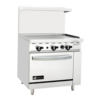 EFI RCTRS-36G-P 36 Inch Restaurant Gas Range With Griddle And Oven, Stainless Steel Construction, Versatile Kitchen Equipment.