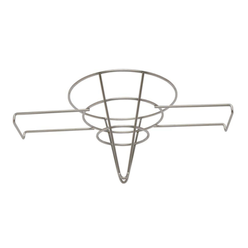 Alt Tag: Omcan 80386 Stainless Steel Fryer Filter Cone Holder Rack Durable Draining stainless steel fryer oil filter cone holder rack