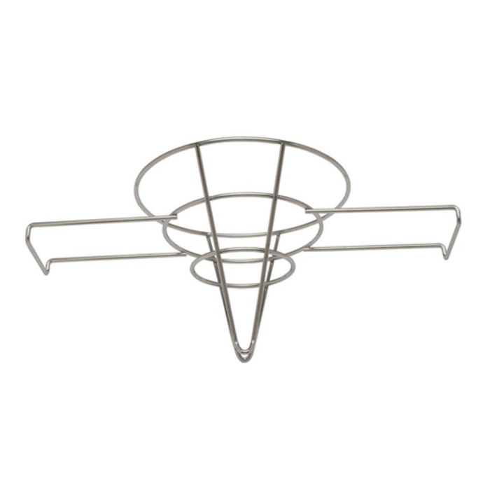 Alt Tag: Omcan 80386 Stainless Steel Fryer Filter Cone Holder Rack Durable Draining stainless steel fryer oil filter cone holder rack