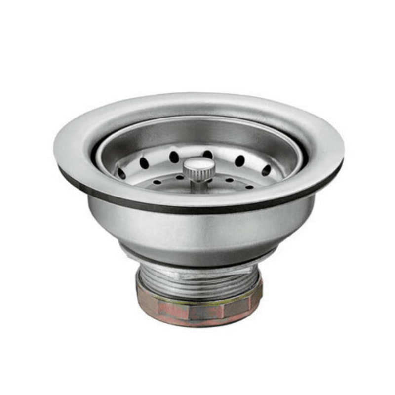 Omcan 43409 Professional Three Compartment Stainless Steel Sink, 29.7-inch Width, Two Drainboards. stainless steel sink drain strainer