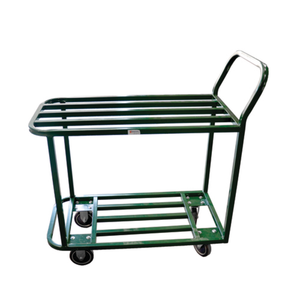 Omcan 31433 Heavy-Duty Steel Stocking Cart 599.75 lbs Capacity welded steel utility stock cart with two shelves and caster wheels