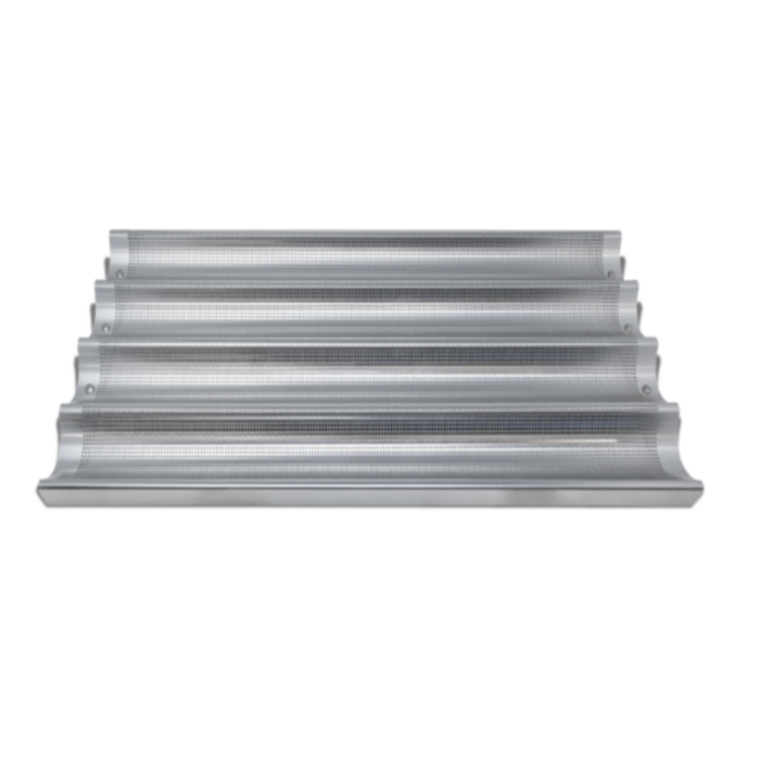Omcan 81114 18" x 26" 4-Compartment Perforated Baguette Pan
