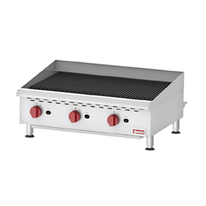 OMCAN 43728 36-Inch Countertop Gas Char Broiler With Three Controls For Commercial Kitchens