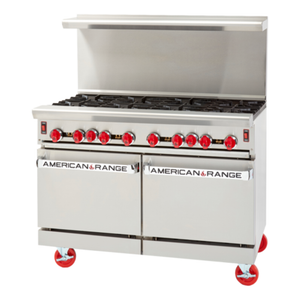 American Range ARGF-24G-4B 48" Gas Restaurant Range With Griddle Featuring Open Burners And Stainless Steel Design