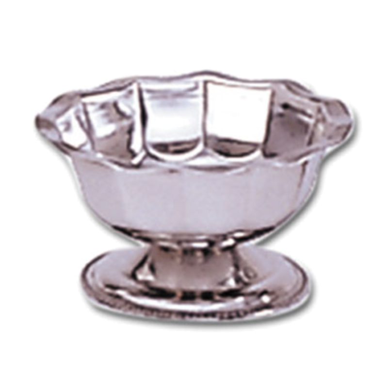 SBS-4GB Stainless Steel Sherbet Dish 4 Oz. Scalloped Rim For Elegant Dessert Presentation.