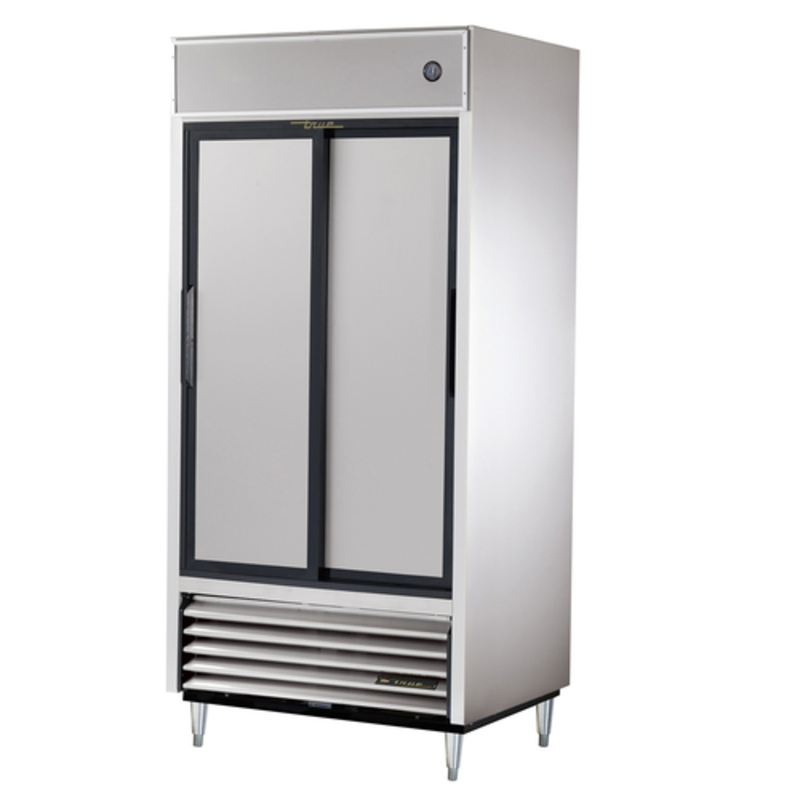 True TSD-33-HC 39.5 Inch Reach-In Solid Sliding Door Refrigerator, Ideal For Commercial Kitchen Use.