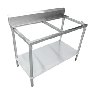 OMCAN 41281 Poly-Top Stainless Steel Work Table Frame With Shelf Backsplash For Commercial Kitchen Use